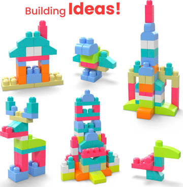 Mega Bloks First Builders Toddler Blocks Toys Set, Big Building Bag With 80 Pieces And Storage, Red, Ages 1+ Years