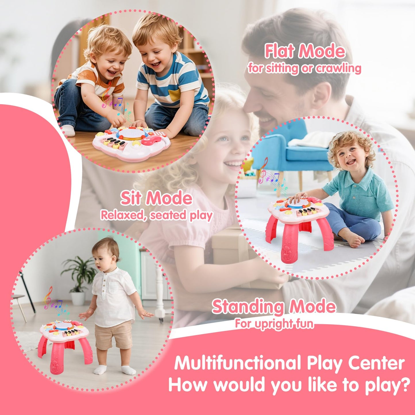 Dahuniu Baby Toy- Engaging Baby Activity Center For 6 12 18 Months Old- Safe, Sturdy, And Fun (11.8 X 11.8 X 12.2 Inches), (Pink