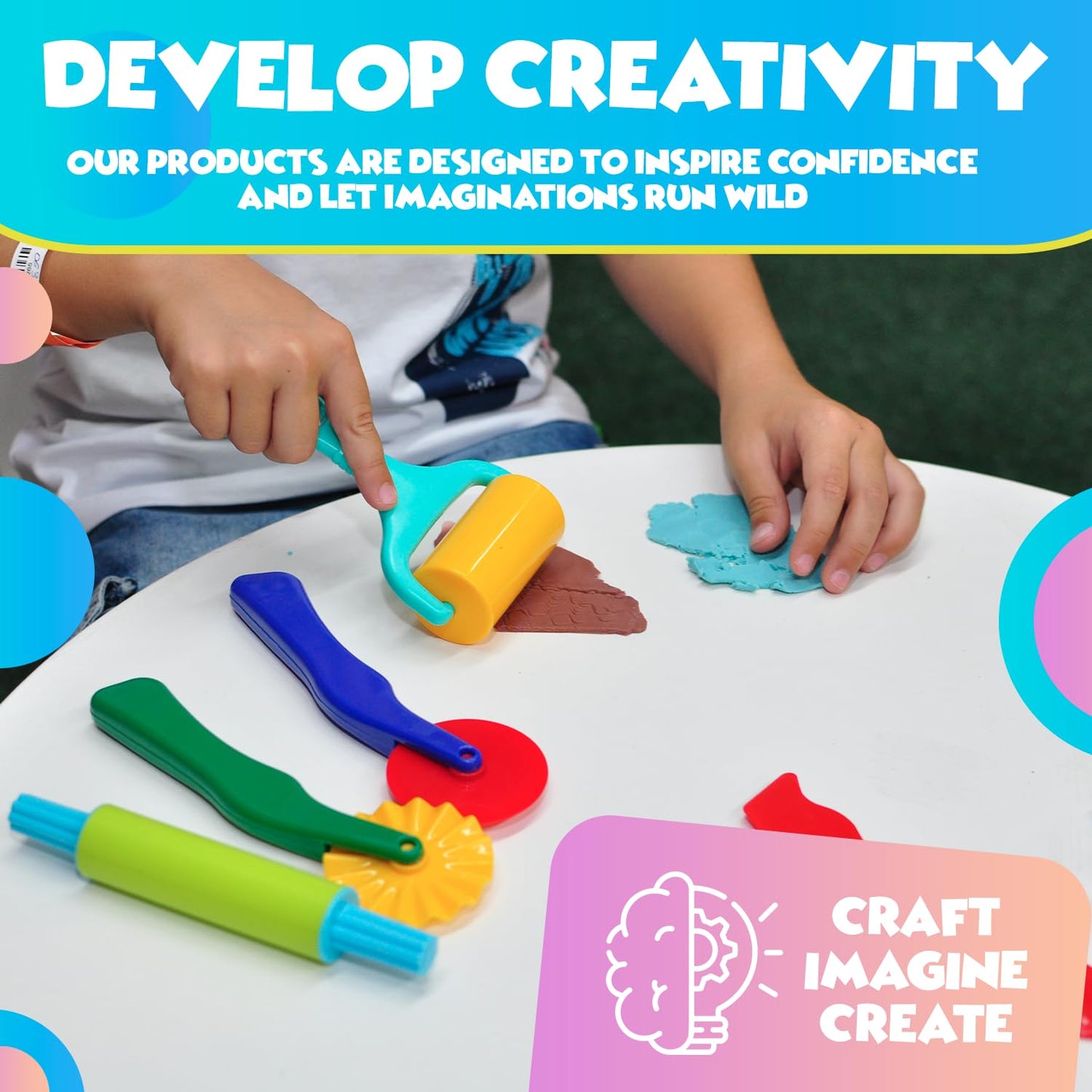 Dimrom Clay And Play Dough Tools Six Piece Set - Ages 3 & Up (18Pcs)