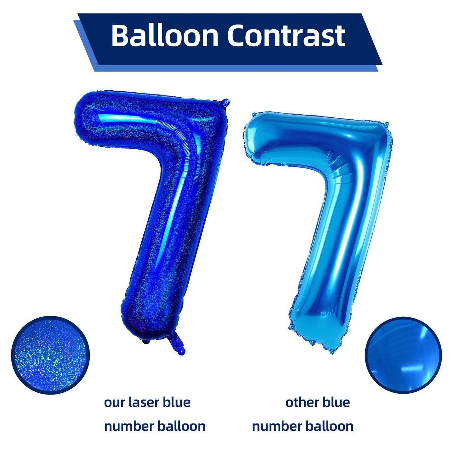 Number 7 Balloon 40 Inch, Dark Blue Big Number Balloon, Giant Foil 7 Balloons Number, Helium 7Th Birthday Balloons For Kids Boys