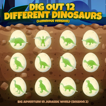 Smilesskiddo Dino Eggs Dig Kit - 12 Pack Glow In The Dark Dinosaur Eggs Excavation Kit, Stem Fossil Digging Activity, Dig It Up