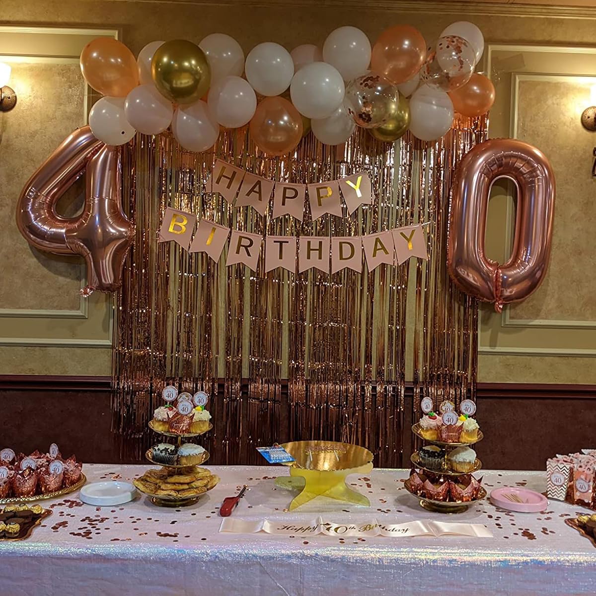 Paticool 40 Number Balloon Rose Gold 40 Inch, Large 40 Number Foil Mylar Balloons For 40Th Birthday Party Celebration Decoration