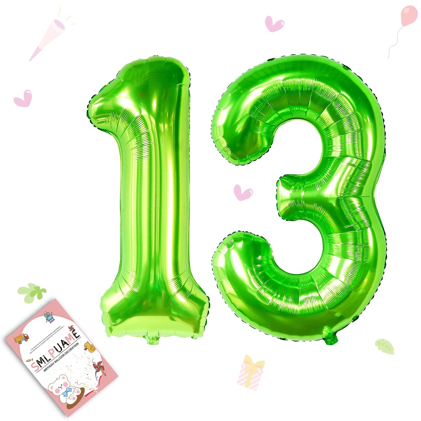 Smlpuame 40 Inch Number Balloon 0-9 Green Large Number 13 Balloons,Digital Balloons For Birthday Party Celebration Decorations S