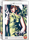 EuroGraphics 1000 Piece Puzzle - Young Girl in Green by Tamara de Lempicka, Cardboard, Model 6000-1058