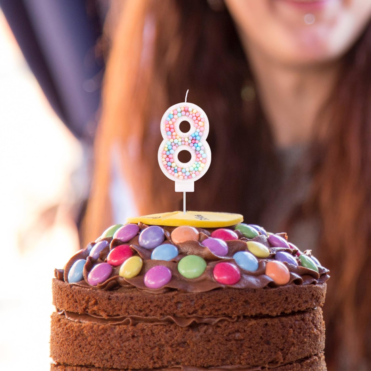 PEUTIER Birthday Candles - 0-9 Number Macaron Glitter Topper, 3x1.6 inch, White, Wax, Model 01061-70 for Parties & Annivers