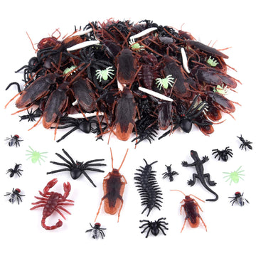 Astaron 210 Pcs Realistic Bugs Plastic Trick Joke Toys Cockroaches Spiders Centipedes Scorpions For Halloween Party Fool'S Day Decoration