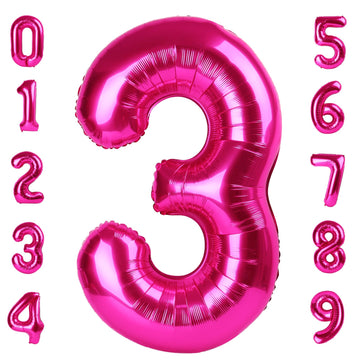 Number Balloon Hot Pink 3 Balloon 40 Inch, Large Mylar Foil Helium Balloon Number 3 13 23 30Th 31 32 33 35 Birthday Party Decora