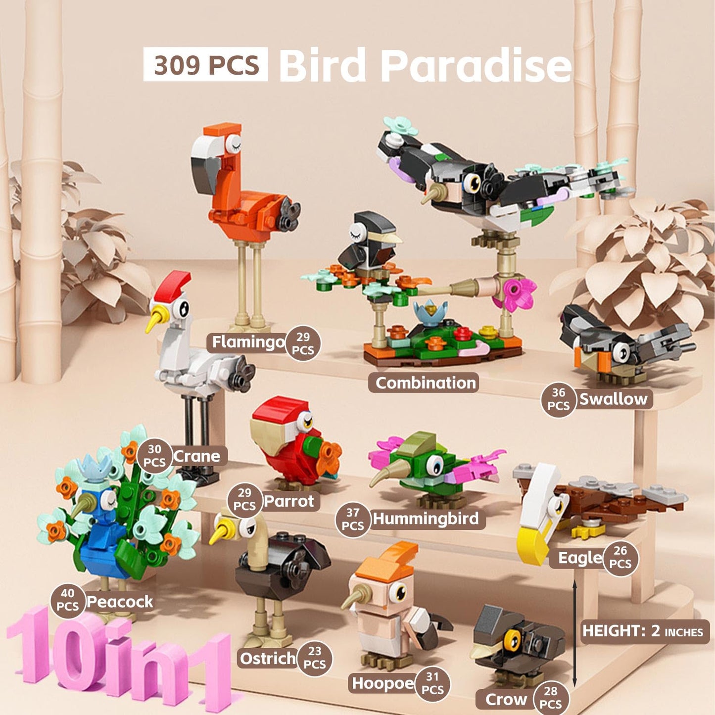 Party Favors For Kids - 20 Pack 583Pcs Animals Building Blocks Toy Set For Birthday Valentines Easter Christmas Classroom Prizes