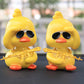 Wonuu Bobble Heads Ducks, Car Dashboard Decor Cute Yellow Shaking Head Duck Doll For Car Interior Ornament With Glasses, Necklac