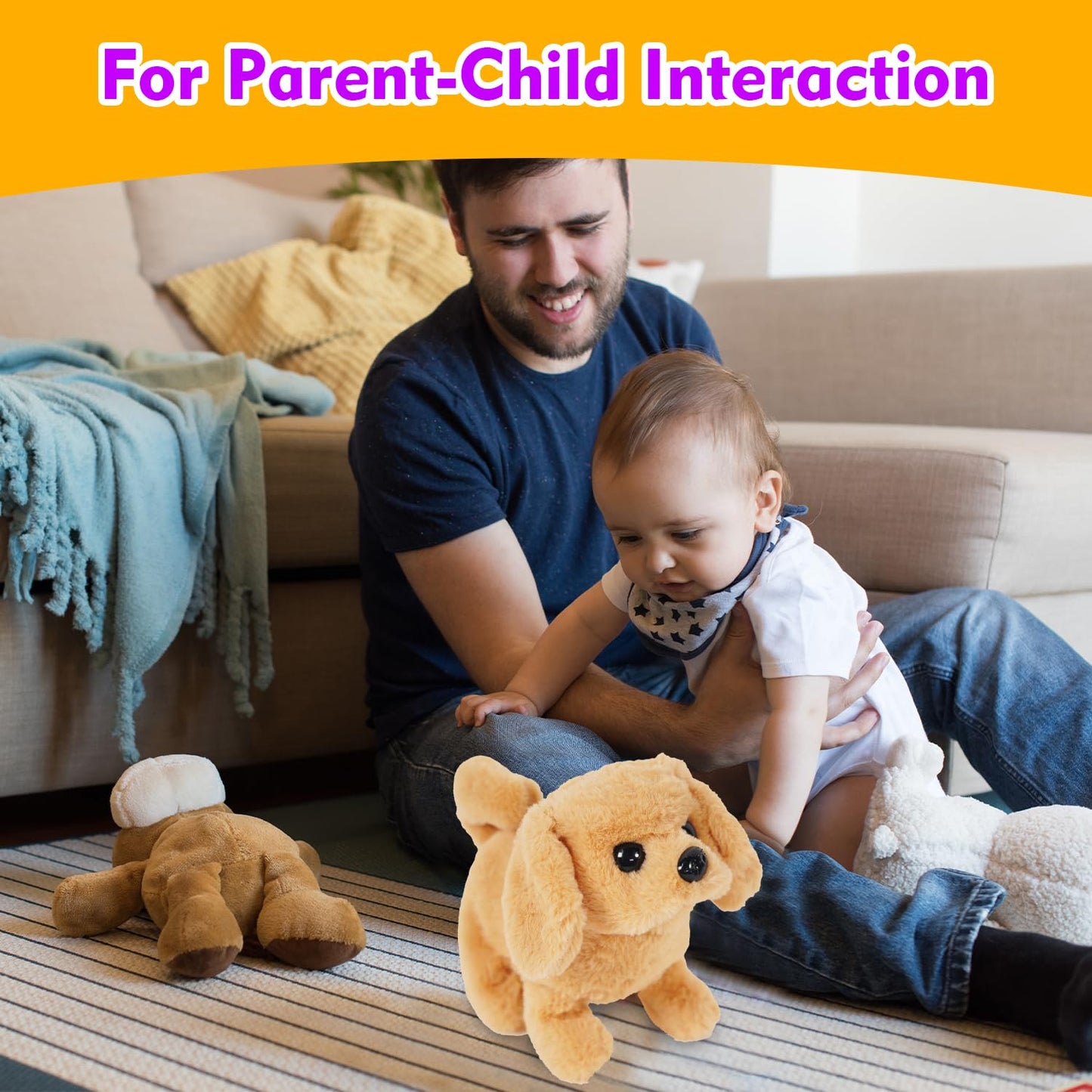 Kocacli Interactive Plush Puppy Toy Plush Golden Retriever Toy Puppy Electronic Interactive Dog - Walking, Barking, Tail Wagging