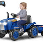 Olakids 12V Kids Ride On Tractor, Battery Powered Motorized Electric Car With Trailer, Dual Motors, Remote Control, Light, Music, Usb, Toddler Vehicle Toys For Boys Girls (Blue)