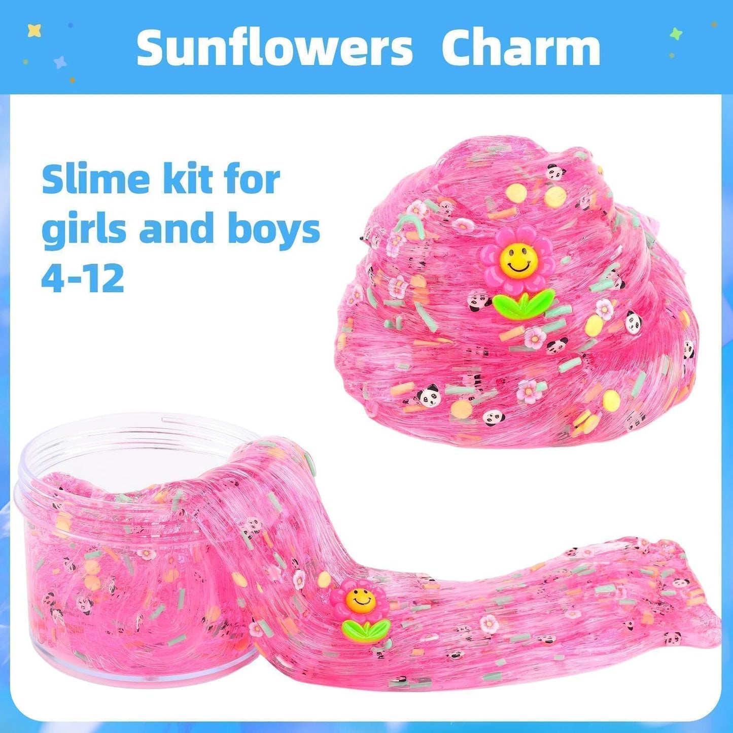 Crystal Slime Kit, 5 Pack Crunchy Clear Glitter Christmas Slime Party Favor Gifts, Stress Relief Toy For Girls And Boys, Soft No