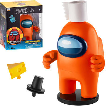 P.M.I. Among Us Crewmate Figure With Stamper | 4.5-Inch-Tall Among Us Toy + 3 Hidden Accessories| Among Us Party Favors And Play