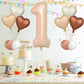 Biapian 40 Inch Light Brown Number 1 Balloon, Caramel Large Number One Balloon Digital With Cream Foil Heart Balloon For 1St Bir