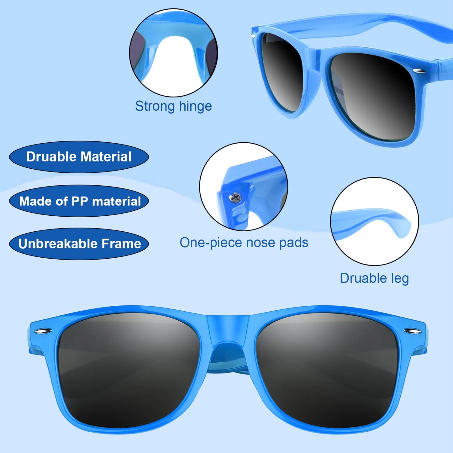 Fepito 24 Pieces Party Sunglasses Bulk For Birthday Party Supplies Treat Bag Fillers For Beach Pool Party Toys For Adults, Blue