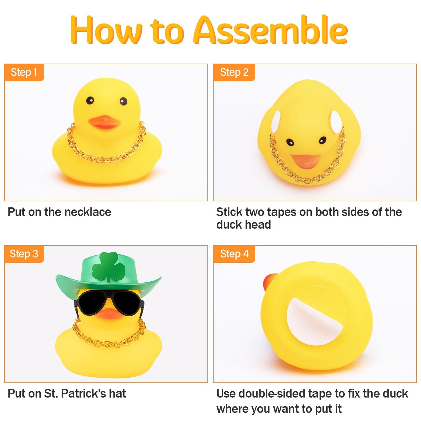wonuu Rubber Duck St. Patrick's Day Decorations Patrick's Day Party Favors Supplies Duck Lucky Green Shamrocks Hat Car Rubber Du