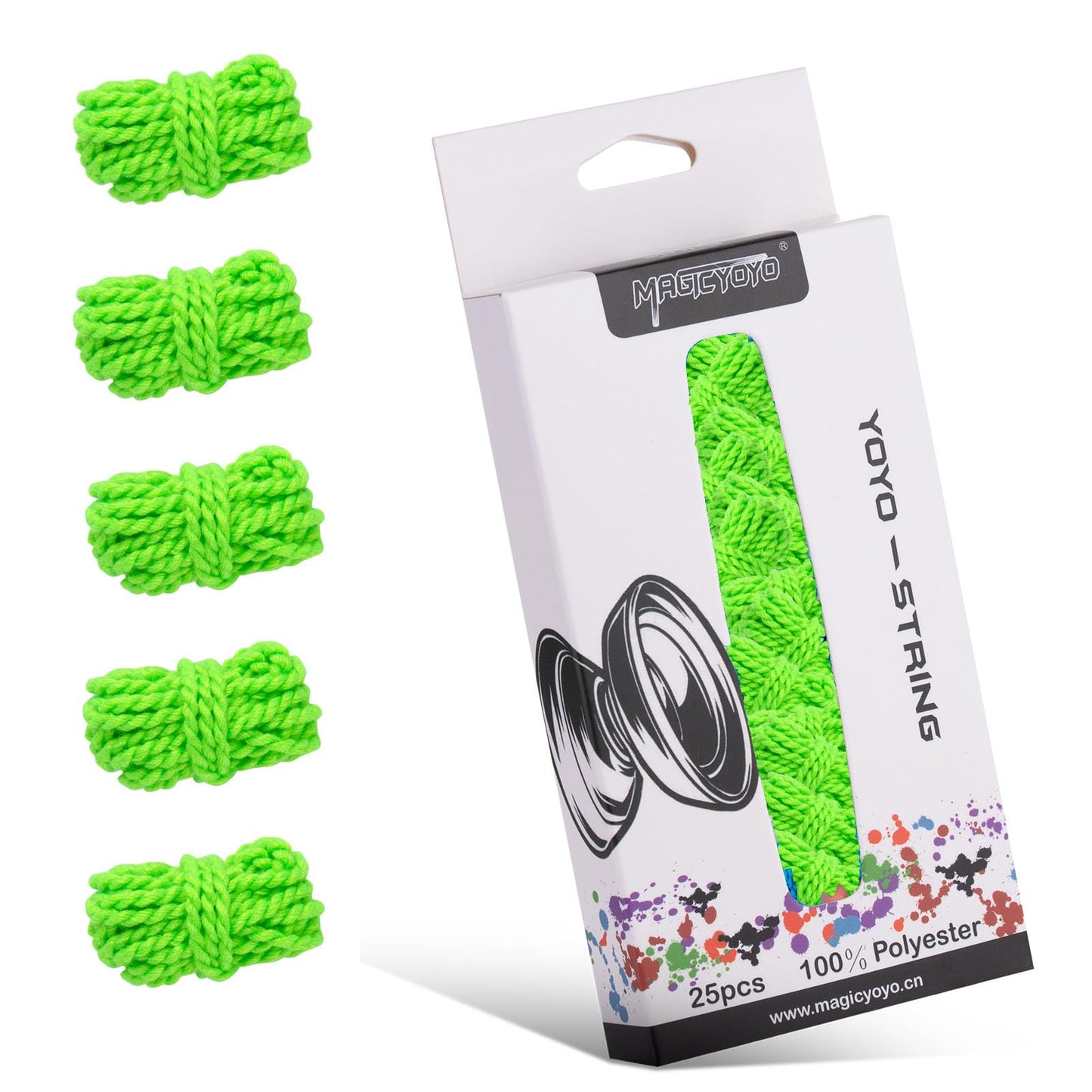 Magicyoyo 100% Polyester Professional Yoyo Strings For Responsive And Non Responsive Yoyos - Pack Of 25 Color Green