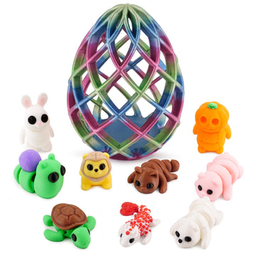 9 Pcs Mini Dragon Eggs With Tiny Animal Figurines - 3D Printed Easter Basket Stuffers, Prefilled Surprise Eggs, Cute Miniature A