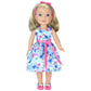 Sophia'S 3 Piece Satin Floral Spring Dress, Hairpiece And Shoes For 14.5 Inch Dolls, Pink/Blue