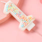 EAKE 1 Birthday Candle Macaron Glitter 3D Number 1 Candles for Birthday Cakes Girl Women Sweet Theme One Years Old Birthday Wedd