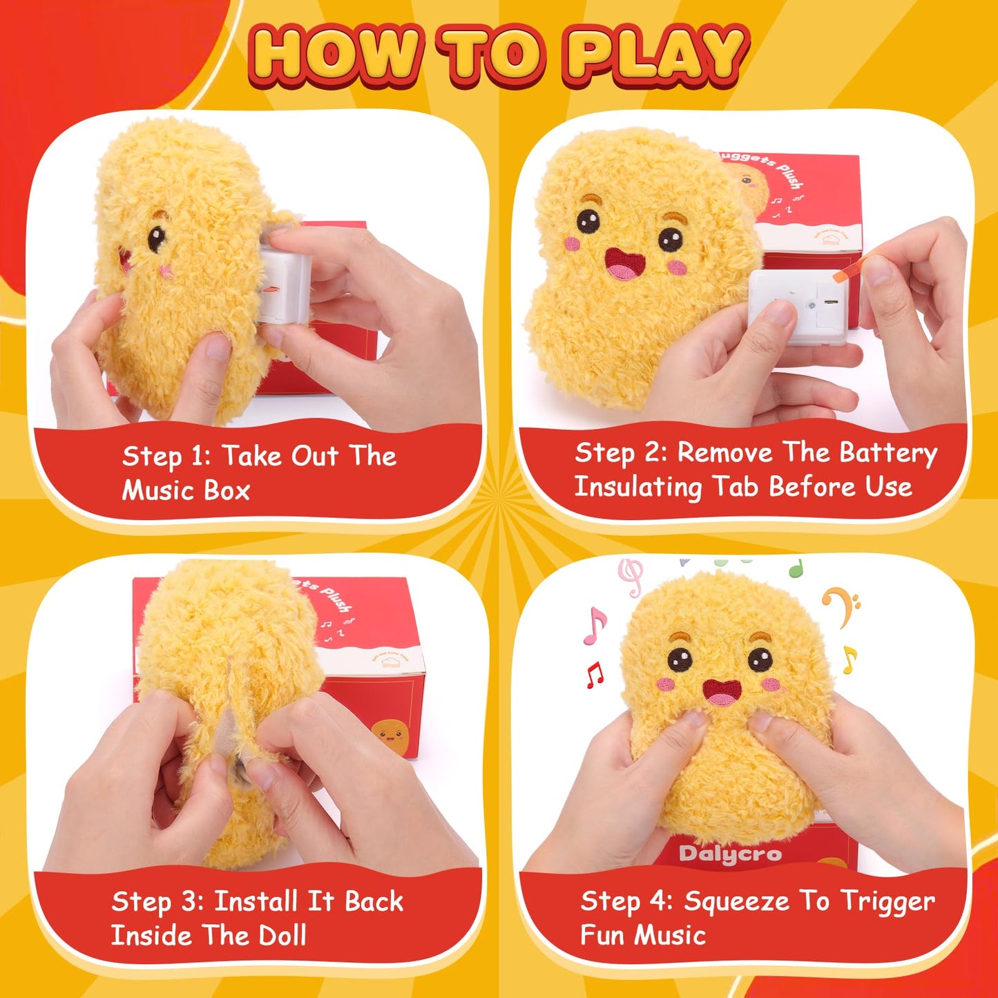 Dalycro Positive Nuggets Plush with Sound, Funny Stuffed Doll Toy for Teens and Women Cute Chicken Plush Gift for Birthdays Hall