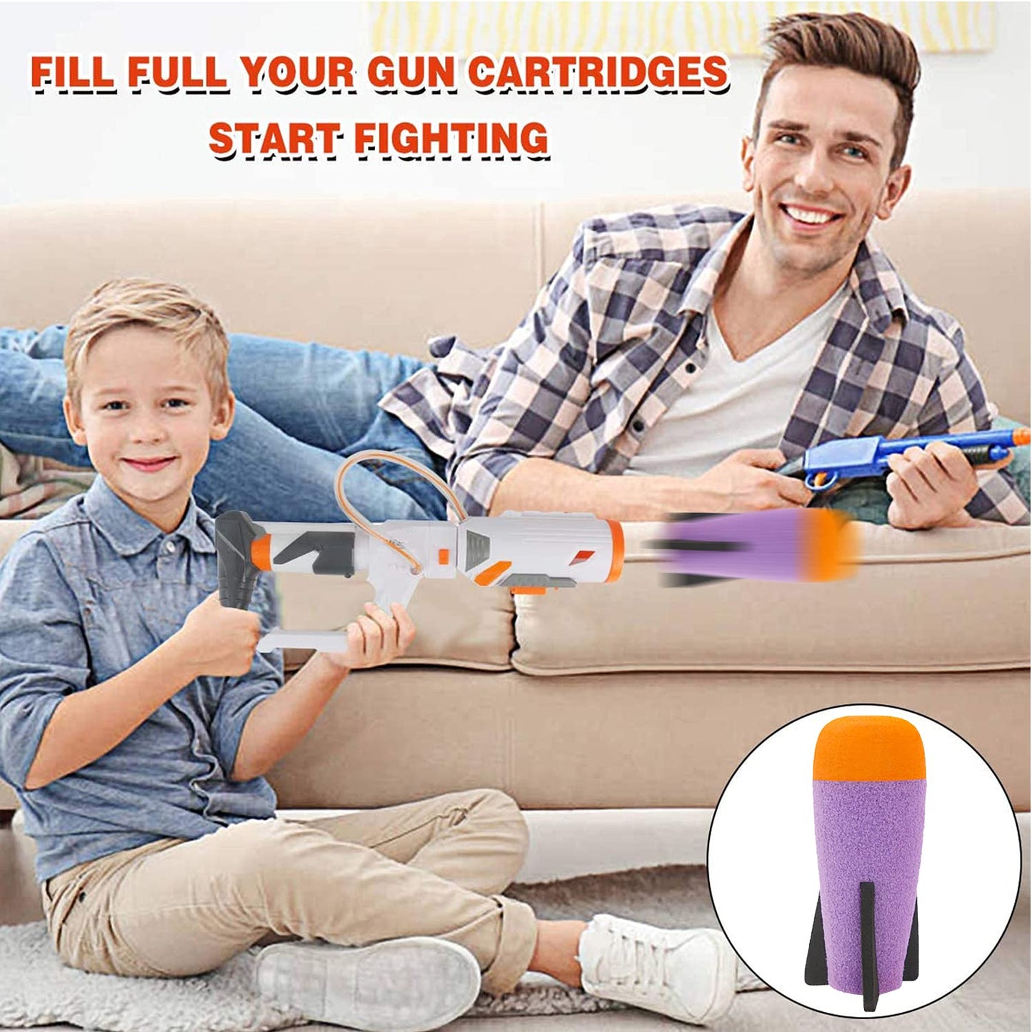 EKIND 10-Pack Mega Missile Refill for Toy Rocket Launcher  Foam  Compatible for Nerf N-Strike advanced Series (Purple)