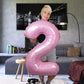 DIWULI Number Balloon - 40 Inch Pastel Pink Foil - Large Number 2 for 2nd Birthday Party Decorations - XX-Large