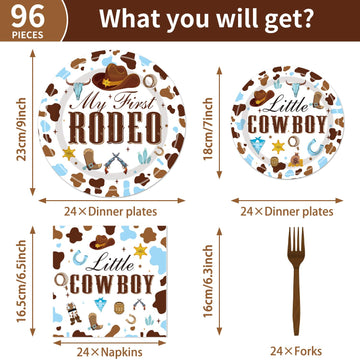 My First Rodeo Birthday Party Supplies - Western Cowboy 1St Party Decorations For Boy Baby Shower My First Rodeo Plates Napkin F