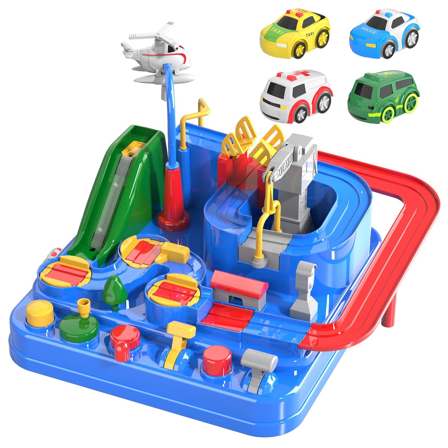 Lucky Doug Toddler Toys For 3 4 5 6 Year Old Boys, Race Car Tracks Toys For Boys, Car Rescue Adventure Preschool Educational Toys