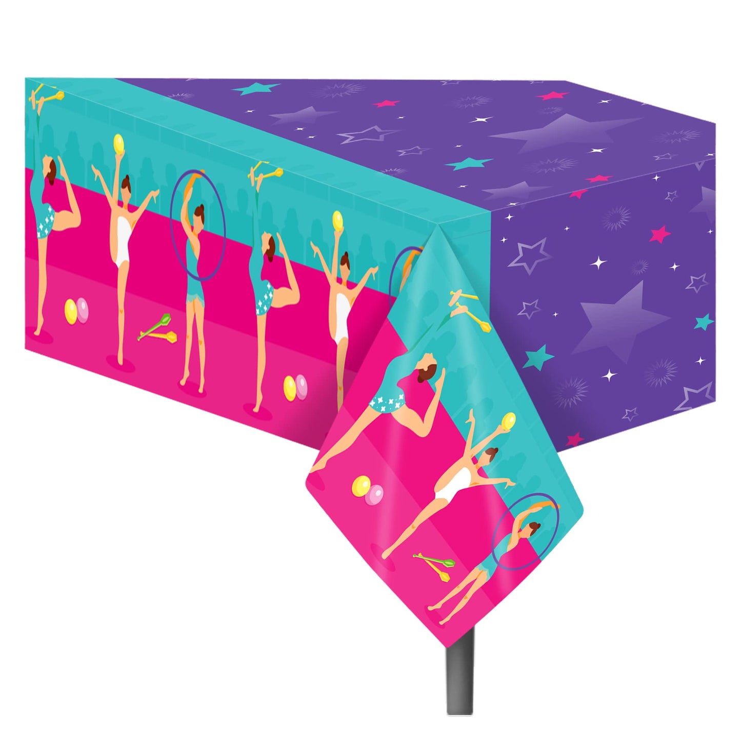 2 Pcs Gymnastics Party Tablecloth Gymnastics Tumble Plastic Tablecloth Gymnastics Birthday Party Supplies Disposable Table Cover
