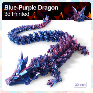 Meet Gladness 30 In 3D Printed Dragon, 30Inch Dragon,3D Dragon Toy,Large Dragon Present,Ariculated Crystal Dragon (Blue Purple,