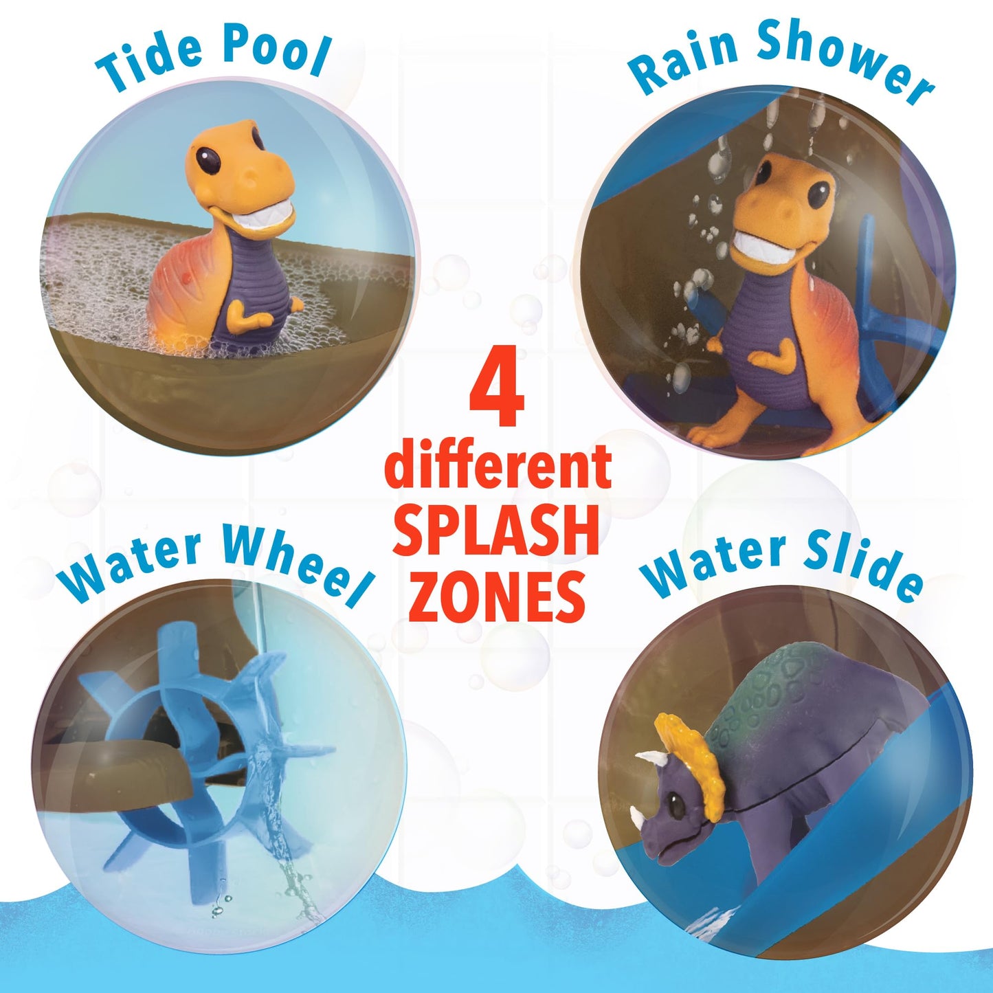 MindWare Dinosaur Color Splash Water Park Bathtub Playset - Interactive Bath Toys with Color Changing Dinosaur Figures - Gift fo