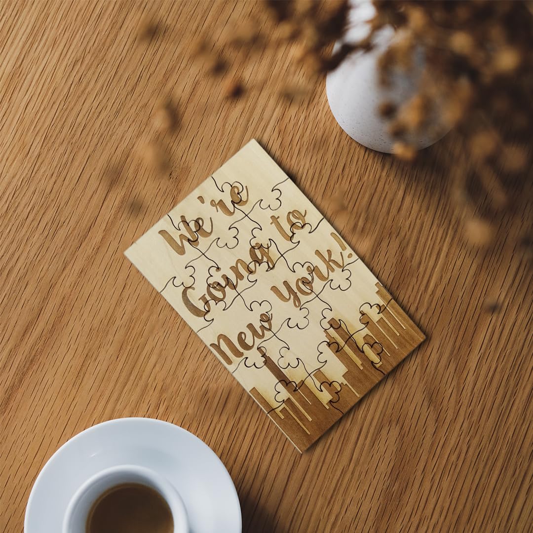 We'Re Going To New York - 15 Piece Basswood Jigsaw Puzzle, Surprise Vacation Ny Trip Reveal