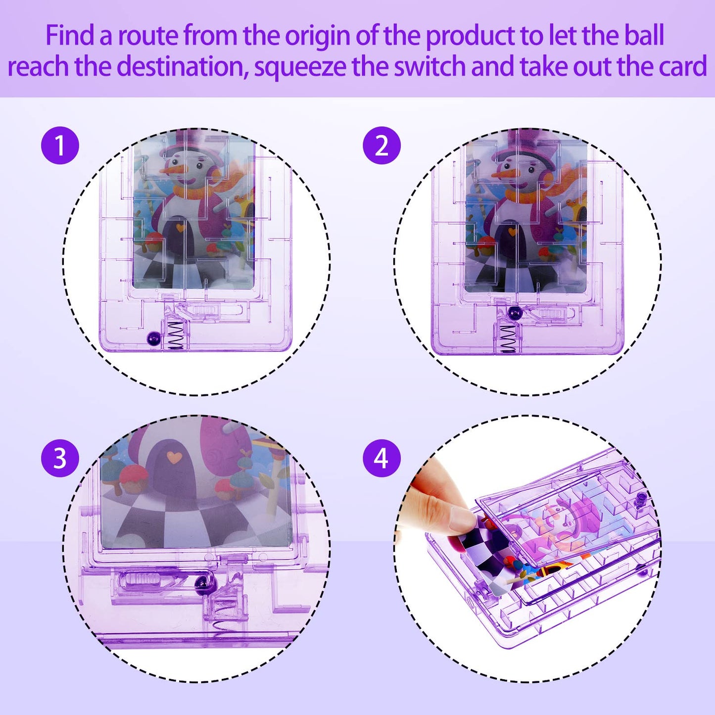 Skylety 5 Pcs Money Puzzle Box Gift Card Box Plastic Puzzle Card Holder Fun Maze Intellectual Pinball Machine Game for Teens and mature-themeds Birthday Party Favors(Purple)