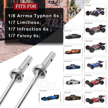 Drive Shaft for Arrma Typhon/Arrma Infraction/Arrma Limitless/Arrma Felony 6s Upgrade Parts, ARRCat 4PCS Front Rear Harden Steel