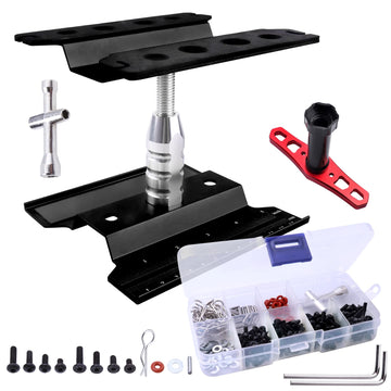 Aluminum Alloy RC Car Work Stand Repair Workstation with Screws Kit & 17mm Hex Wheel Wrench 360 Degree Rotation Lift/Lower for 1