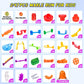 247Pcs Marble Run With Motorized Elevator, Construction Building Blocks Toys With 30 Glass Marbles And 30 Glow In The Dark Marbl