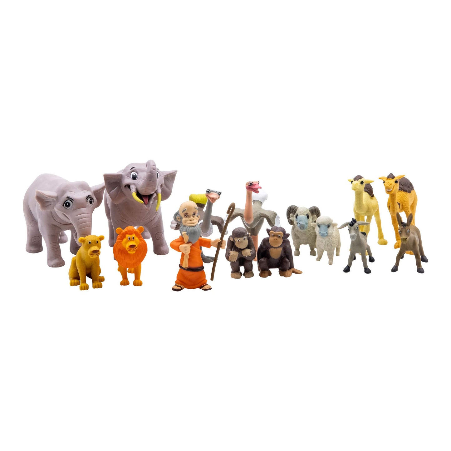 Bible Toys Noah's Ark Playset - 17 Pieces with Noah & 14 Animals, Medium Size, Multicolor Plastic