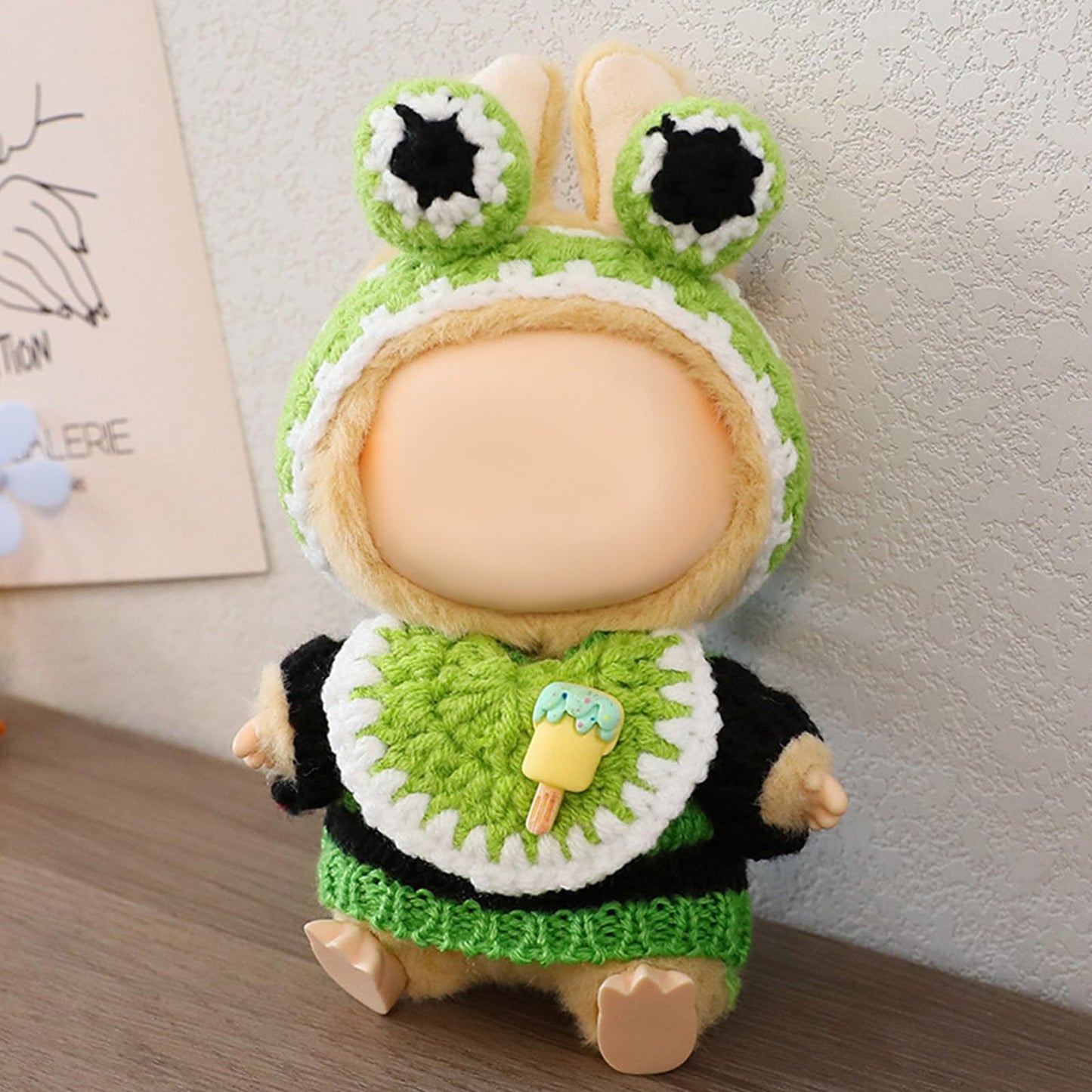 FANFX Doll Clothes(No Doll)  Handcrafted Crochet Outfit for 17cm Doll  Stylish Adorable Dolls Clothes Accessories for La  Best Gift for Your Dear Doll(Ice Cream Frog Sweater)