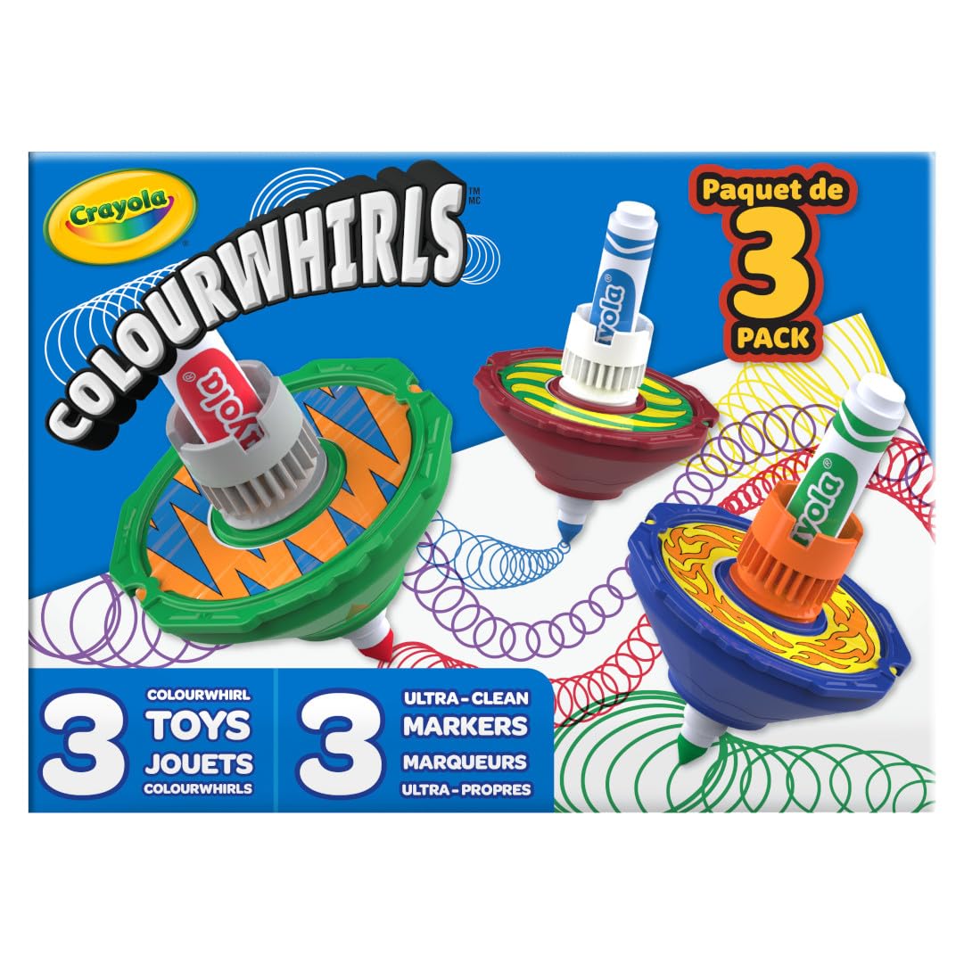 Crayola Colourwhirls (3ct), Spin Art Toy, Spinning Top Toy for Kids, Arts & Crafts Kit, Gift for Boys & Girls, Ages 6, 7, 8