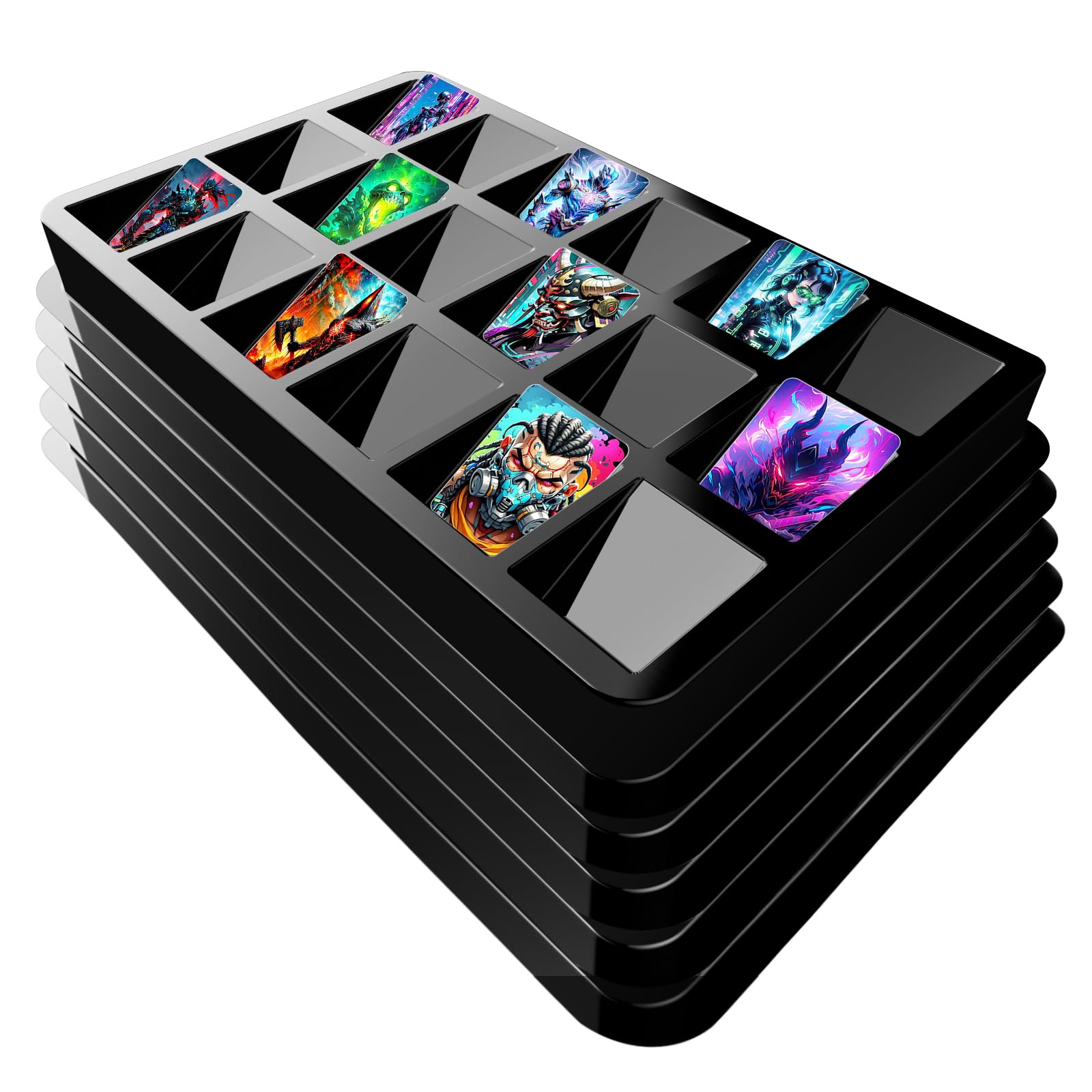 Coolbyl Card Sorting Tray 5Ct - Stackable Trading Card Organizer Displ ...