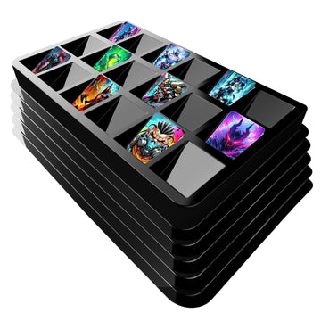 Coolbyl Card Sorting Tray 5Ct - Stackable Trading Card Organizer Display Case, 18-Cell Organize And Sort Tcg Cards, Durable And