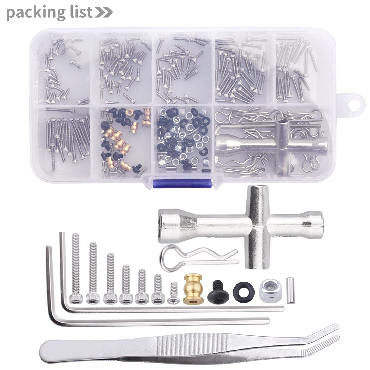 272Pcs Rc Screw Kit M1.4 Screws Hardware Fasteners Repair Tools For Axial Scx24 1/24 Scale Rc Crawler Accessories