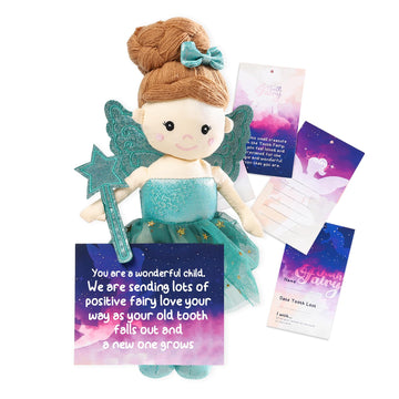 Betterline Tooth Fairy Doll With 26 Blessing Cards, Tooth Fairy Doll With Tooth Holder & Magical Wand, Lost Tooth Keepsake, Kids
