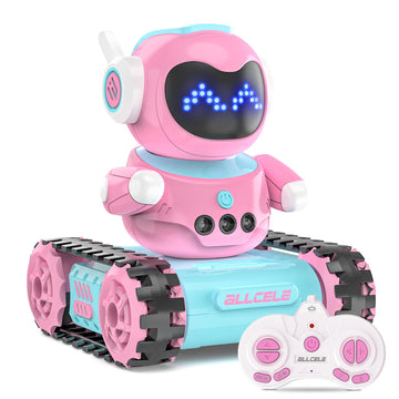 Allcele Kid Robot, Led Rc Robot Toys, Rc Robot For Girls With Walkie Talkie, Programming, Music, Demo And Led Function, Remote C