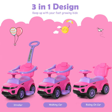 Honey Joy Ride On Push Car, Foot To Floor Ride On Sliding Car Push Handle & Detachable Guardrail, Sound & Lights, Under Seat Storage, Push Cars For Toddlers 1-3, Gift For Kids Boys Girls(Pink)