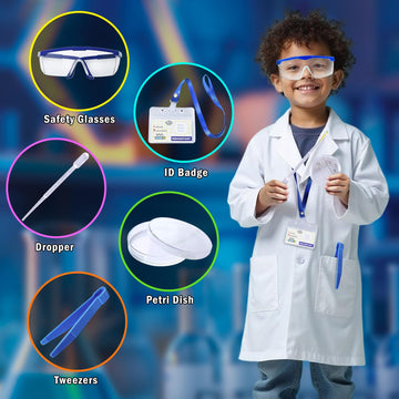 JOPSHEEN Kids Scientist Costume Lab Coat Pretend Play Scientist, Dress Up and Role Play Toys Gift for Boys Girls, with Goggles I