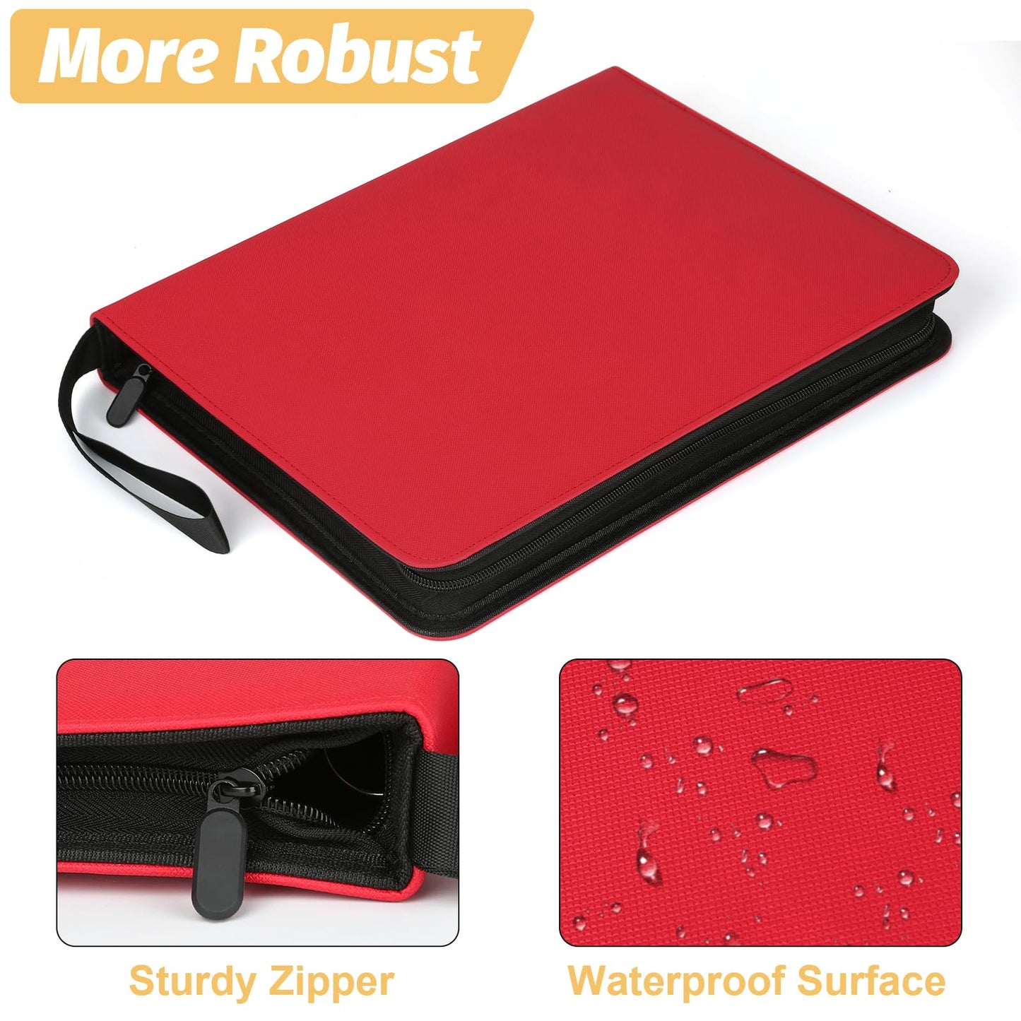 GERMUN 9 Pocket Card Binder  enhanced Zip Trading Card Binder  720 Double Sided Pocket PU Card Collection Binder  Collector Card Album  Card Folder for MTG  TCG  Sports Cards  Game Cards (RED)