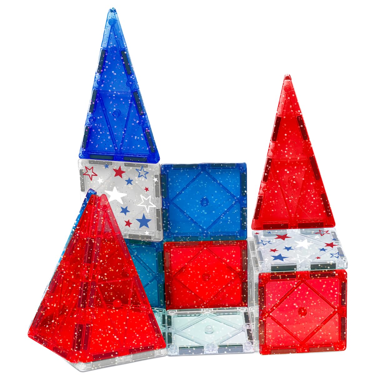 Createon Crayola Red, White & Blue Magnetic Tiles 14Pc, Building Set For Kids, Magnetic Toy, Travel Toys, Classroom Sensory Toy Blocks, Stem & Montessori Tools For Boys & Girls Ages 3+, 14-Piece Set