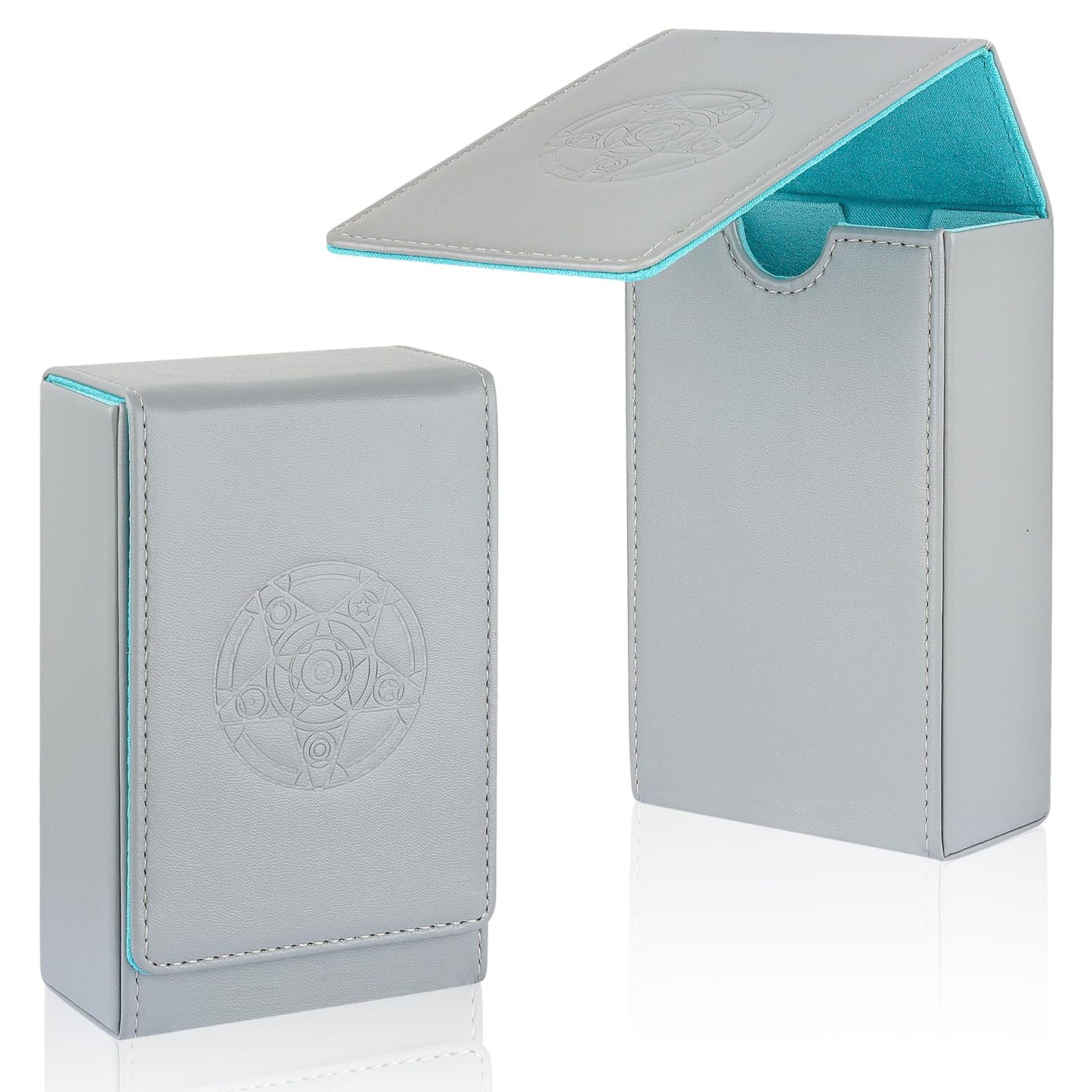 Buweeo Tarot Card Case/Holder, Single Deck Pu Leather Card Holder For Most Standard Size Tarot Cards Or Playing Cards, Grey And